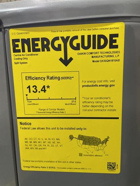 1.5 Ton Single-Stage Split-System Air Conditioner 208-230/60/1 R410A 13.4 SEER2