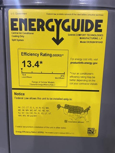 1.5 Ton Single-Stage Split-System Air Conditioner 208-230/60/1 R410A 13.4 SEER2