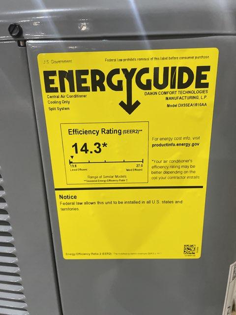 1.5 Ton Single-Stage Split-System Air Conditioner 208-230/60/1 R410A 14.3 SEER2