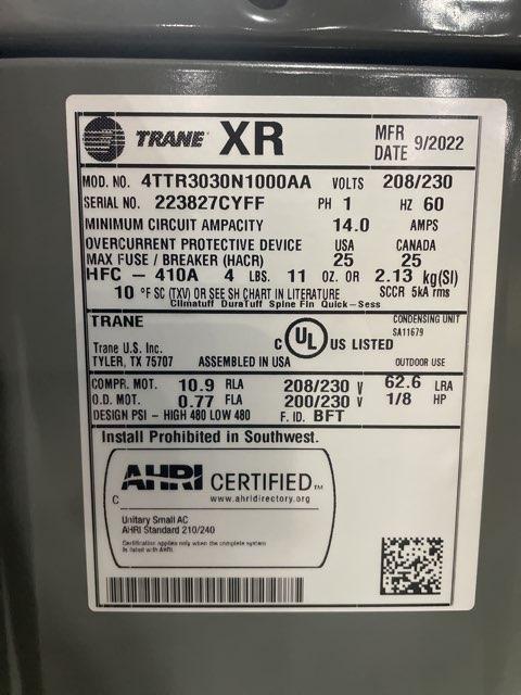 2.5 Ton Single-Stage Split-System Air Conditioner 208-230/60/1 R410A 13.4 SEER