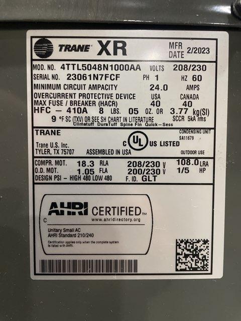 4 Ton Single-Stage Split-System Horizontal Air Conditioner 208-230/60/1 R410A 13.8 SEER
