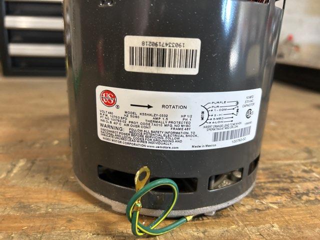 1/2 HP Blower Motor 460/60/1 1075 Rpm 3 Speed