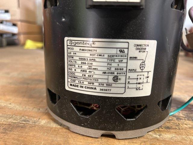3/4 HP Fan Motor 208-230/60/1 1050 Rpm 1 Speed 5 Amps