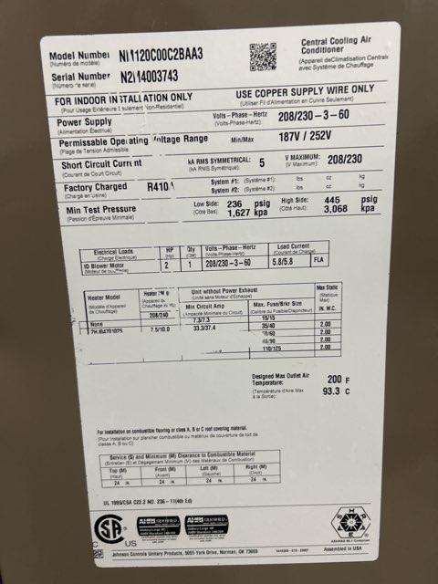 10 Ton AC/HP ECM Upflow/Horizontal Air Handler 208-230/60/3 R-410A CFM 5000