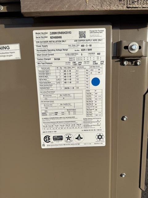 7.5 Ton Two-Stage Convertible Natural Gas/Electric Packaged Unit, 14.8 EER, 460/60/3, R410A