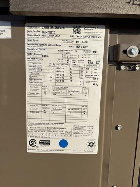 10 Ton Two-Stage Convertible Packaged Air Conditioning Unit, 14.8 EER, 460/60/3, R410A 36 KW