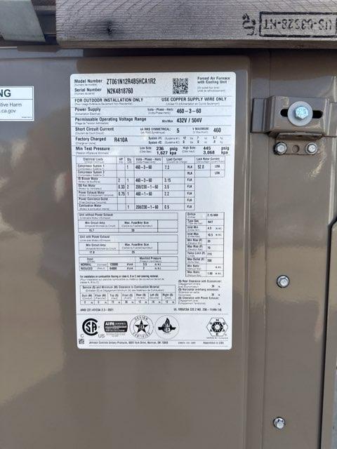5 Ton Two-Stage Convertible Natural Gas/Electric Packaged Unit, 16.3 SEER, 460/60/3, R410A