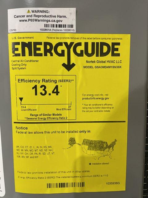 3 Ton 1-Stg Split-System Manufactured Housing Air Conditioner 208-230/60/1 R410A 13.4 SEER2