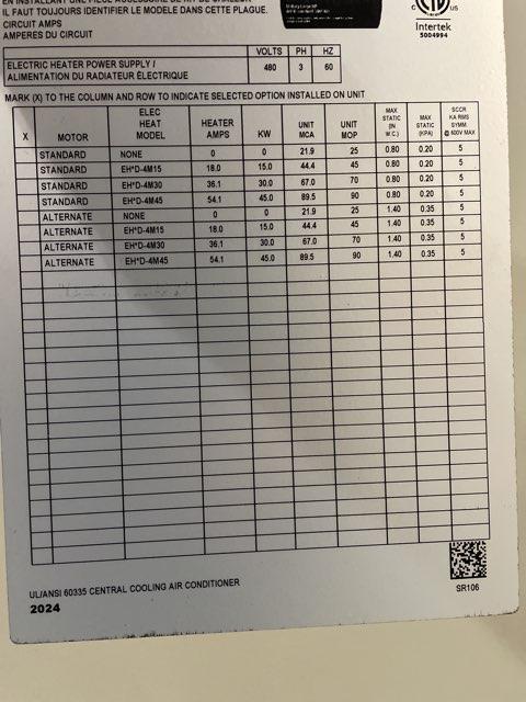 7.5 Ton Two-Stage Convertible Packaged Heat Pump Unit, 11 EER, 460/60/3, R410A