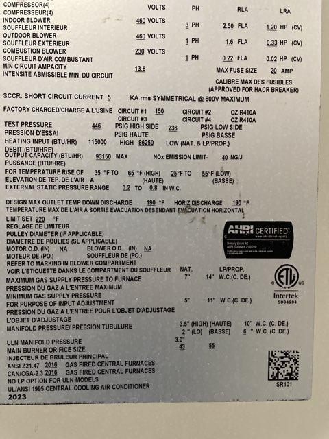 5 Ton Two-Stage Convertible Natural Gas/Electric Packaged Unit, 16.2 SEER2, 460/60/3, R410A