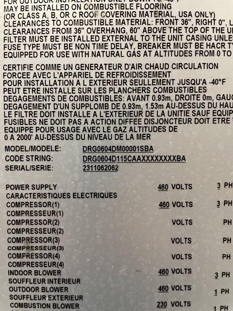 5 Ton Two-Stage Convertible Natural Gas/Electric Packaged Unit, 16.2 SEER2, 460/60/3, R410A