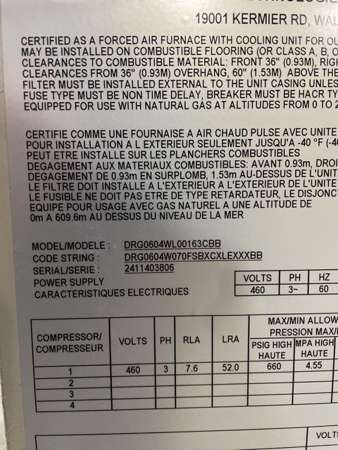 5 Ton Two-Stage Convertible Natural Gas/Electric Packaged Unit, 16.2 SEER2, 460/60/3, R410A