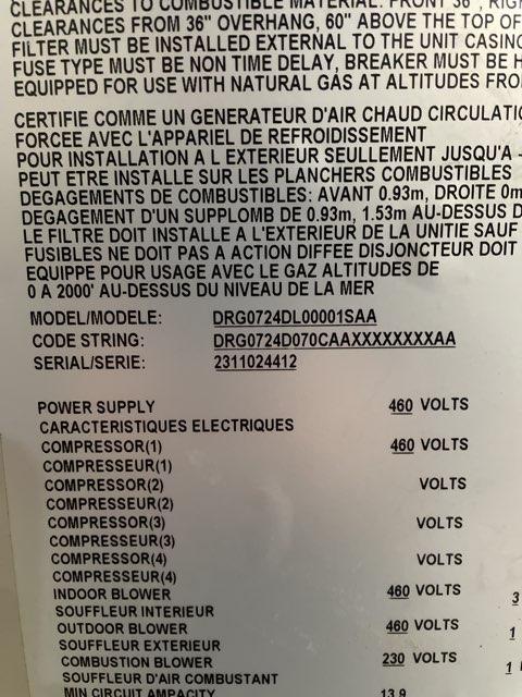 6 Ton Two-Stage Convertible Natural Gas/Electric Packaged Unit, 12.1 EER, 460/60/3, R410A