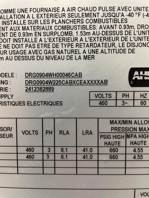 7.5 Ton Two-Stage Convertible Natural Gas/Electric Packaged Unit, 12.2 EER, 460/60/3, R410A