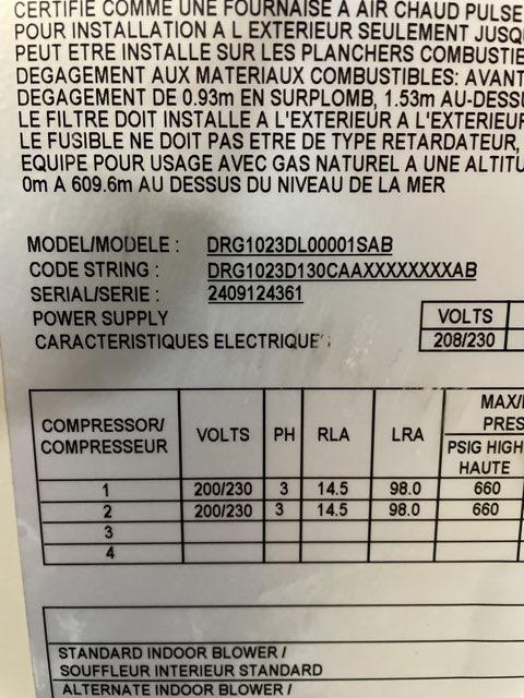 8.5 Ton Two-Stage Convertible Natural Gas/Electric Packaged Unit, 12.2 EER, 208-230/60/3, R410A