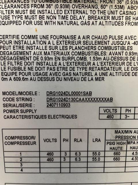8.5 Ton Two-Stage Convertible Natural Gas/Electric Packaged Unit, 12.2 EER, 460/60/3, R410A