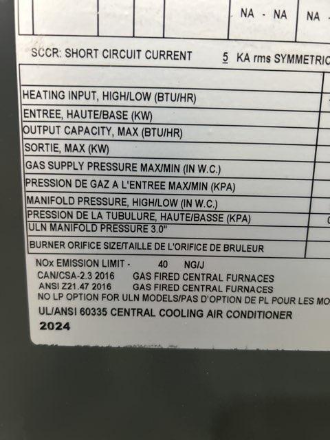 5 Ton 2-Stage Low Nox Convert Natural Gas/Electric Packaged Unit, 15.2 SEER2, 208-230/60/1, R410A