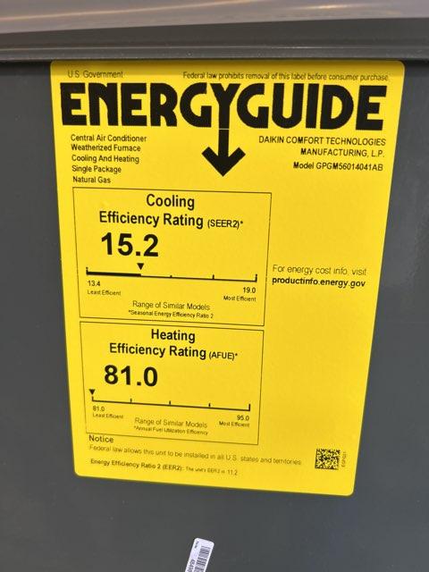 5 Ton 2-Stage Low Nox Convert Natural Gas/Electric Packaged Unit, 15.2 SEER2, 208-230/60/1, R410A