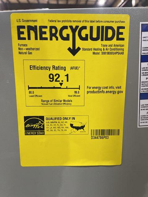 80,000 BTU Single-Stage Upflow/Horizontal ECM Multi Speed Gas Furnace 92.1% AFUE 120/60/1 CFM: 1878