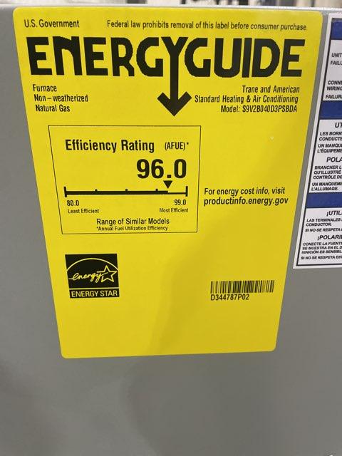 40,000 BTU Two-Stage Downflow ECM Variable Speed Gas Furnace 96% AFUE 120/60/1 CFM: 1350