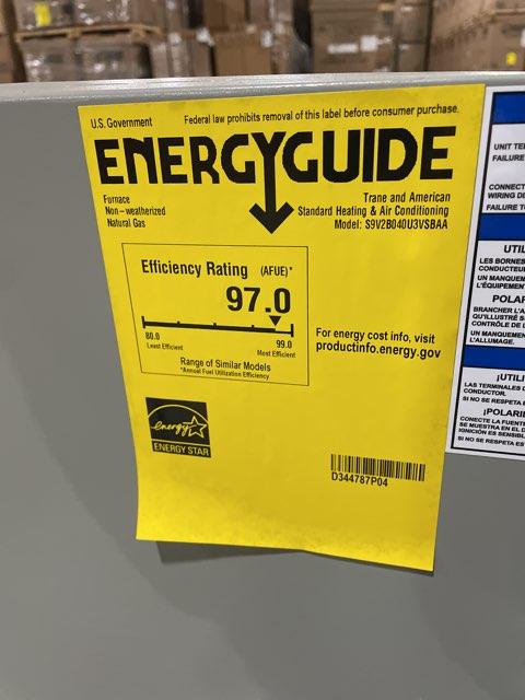 40,000 BTU Two-Stage Upflow/Horizontal ECM Variable Speed Gas Furnace 97% AFUE 120/60/1 CFM: 1350