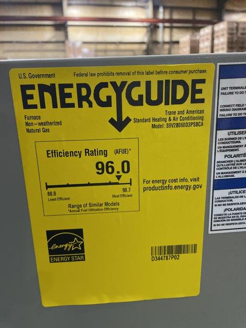 60,000 BTU Two-Stage Downflow ECM Variable Speed Gas Furnace 96% AFUE 120/60/1 CFM: 1350