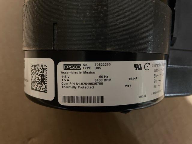 1/8 HP Inducer Vent Motor 115/60/1, 1.5 Amps RPM: 3400