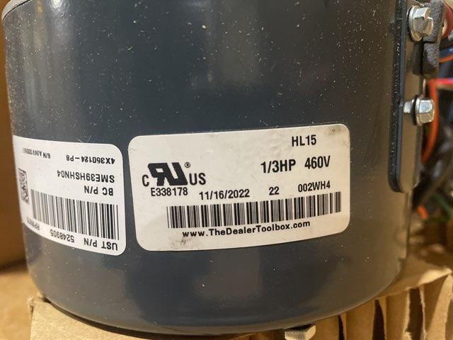 1/3 HP Fan Motor 460/60/3 875 Rpm 1 Speed