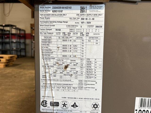 3 Ton Single-Stage Convertible Natural Gas/Electric Packaged Unit, 14 SEER, 208-230/60/3, R410A