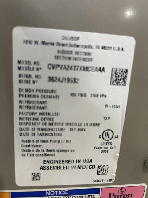 2 Ton AC/HP Upflow/Downflow Cased V Coil, R410A CFM 1000