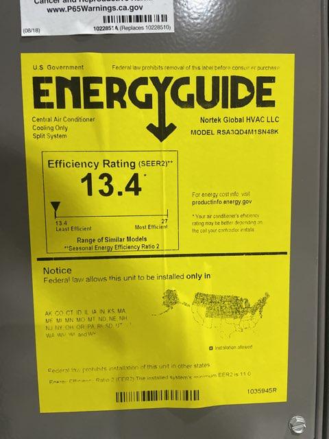 4 Ton Single-Stage Split-System Manufactured Housing Air Conditioner 208-230/60/1 R410A 13.4 SEER2