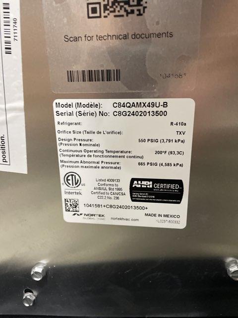 4 Ton AC/HP Upflow/Downflow Uncased Manufactured Housing A Coil, R410A CFM 1600