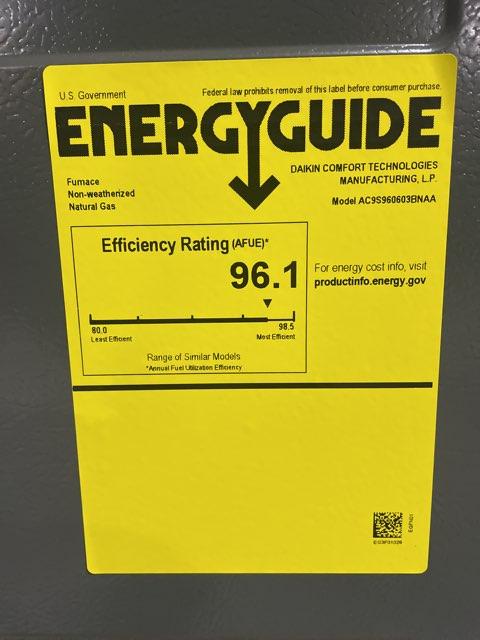 60,000 BTU Low NOx 1-Stg Downflow/Horizontal ECM Multi Speed Gas Furnace 96% 115/60/1 CFM: 1200