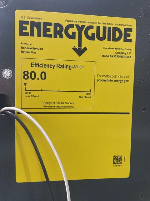 80,000 BTU Low NOx Two-Stage Upflow/Horizontal ECM Multi Speed Gas Furnace 80% 115/60/1 CFM: 1200