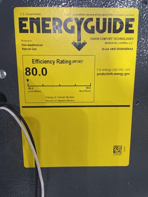 80,000 BTU Two-Stage Upflow/Horizontal ECM Multi Speed Gas Furnace 80% AFUE 115/60/1 CFM: 1600