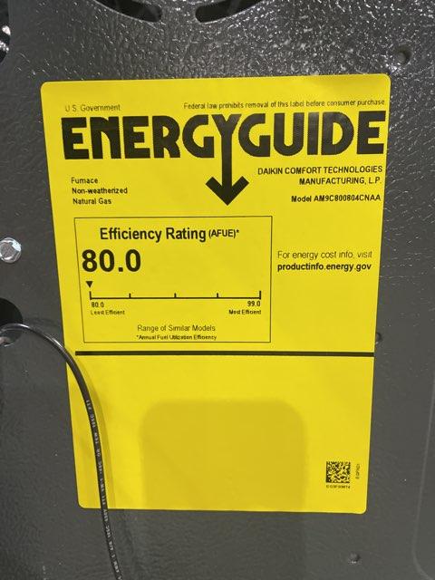 80,000 BTU Two-Stage Upflow/Horizontal ECM Multi Speed Gas Furnace 80% AFUE 115/60/1 CFM: 1600