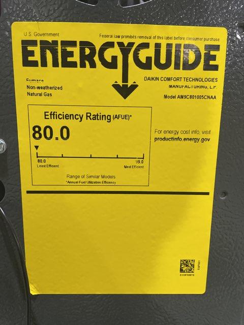 100,000 BTU Two-Stage Upflow/Horizontal ECM Multi Speed Gas Furnace 80% AFUE 115/60/1 CFM: 2000