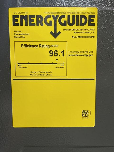60,000 BTU Two-Stage Upflow/Horizontal ECM Multi Speed Gas Furnace 96% AFUE 115/60/1 CFM: 1200