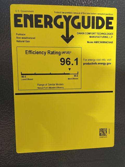 80,000 BTU Two-Stage Upflow/Horizontal ECM Multi Speed Gas Furnace 96% AFUE 115/60/1 CFM: 1600