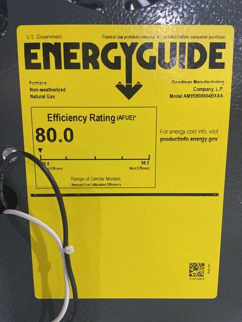 60,000 BTU Low NOx Single-Stage Upflow/Horizontal ECM Multi Speed Gas Furnace 80% 115/60/1 CFM: 1600