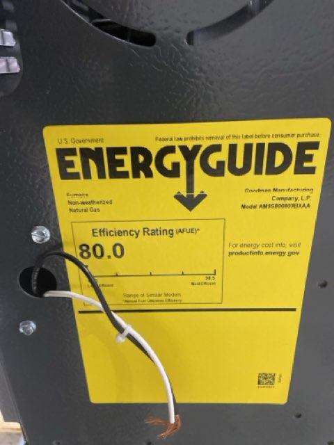 80,000 BTU Low NOx Single-Stage Upflow/Horizontal ECM Multi Speed Gas Furnace 80% 115/60/1 CFM: 1200