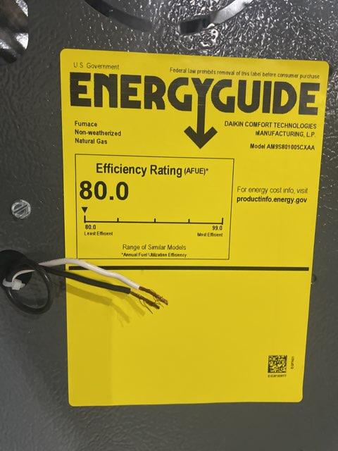 100,000 BTU Low NOx Single-Stage Upflow/Horizontal ECM Multi Speed Gas Furnace 80% 115/60/1 CFM: 200