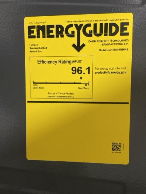 40,000 BTU Low NOx Two-Stage Downflow/Horizontal ECM Multi Speed Gas Furnace 96% 115/60/1 CFM: 1200