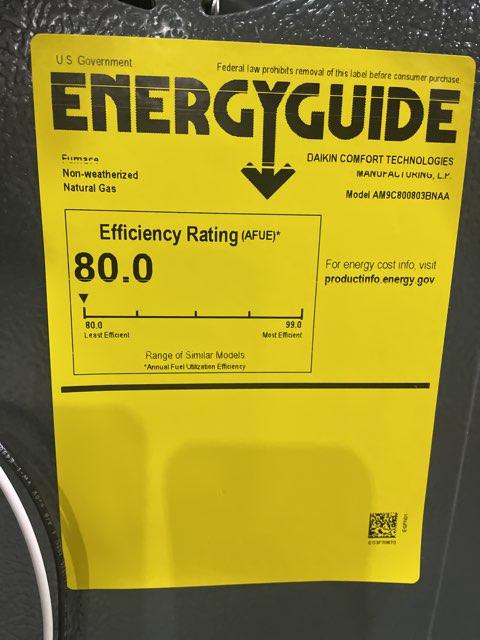 80,000 BTU Two-Stage Upflow/Horizontal ECM Multi Speed Gas Furnace 80% AFUE 115/60/1 CFM: 1200