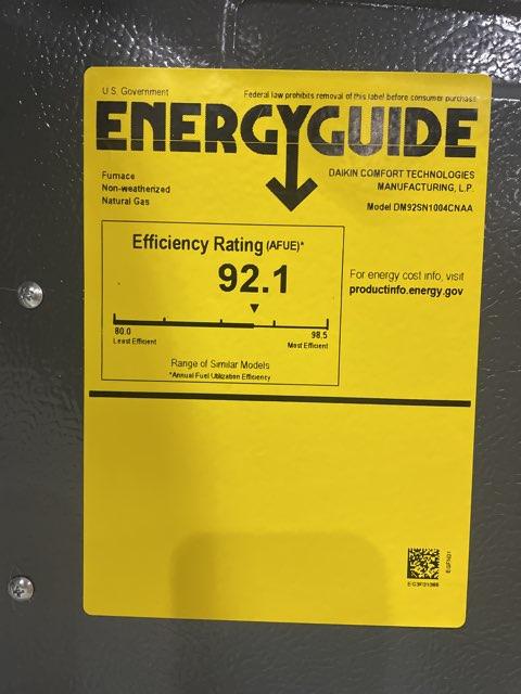 100,000 BTU Low NOx 1-Stg Upflow/Horizontal ECM Multi Speed Gas Furnace 92% 115/60/1 CFM: 1600