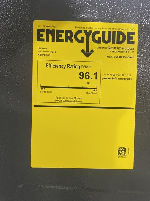 60,000 BTU Low NOx Two-Stage Upflow/Horizontal ECM Multi Speed Gas Furnace 96% 115/60/1 CFM: 1200
