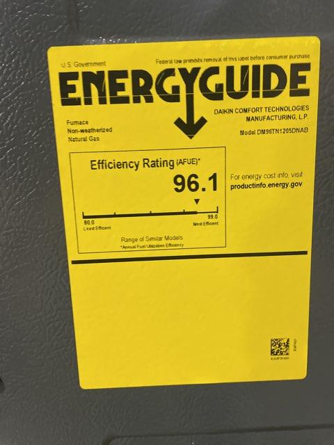 120,000 BTU Low NOx Two-Stage Upflow/Horizontal ECM Multi Speed Gas Furnace 96% 115/60/1 CFM: 2000