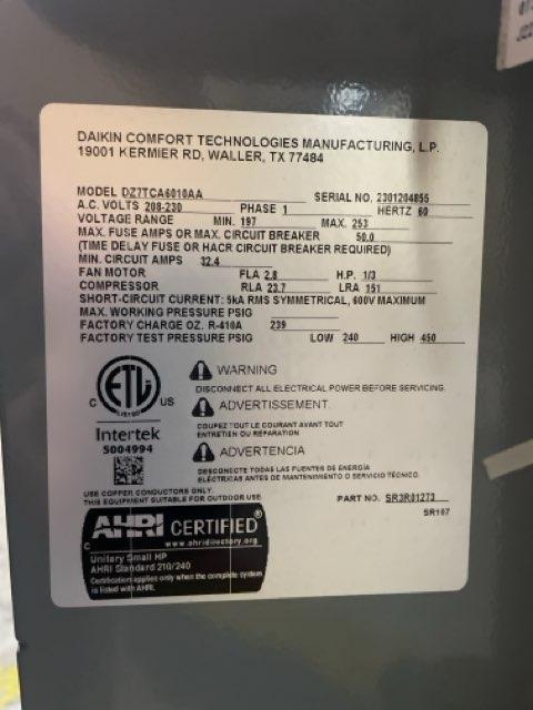 5 Ton Two-Stage Split-System Communicating Compatible Heat Pump 208-230/60/1 R410A 16.2 SEER2