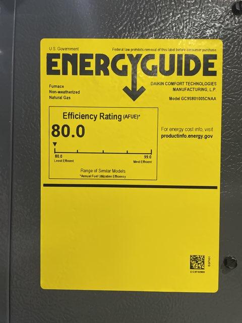 100,000 BTU Single-Stage Downflow/Horizontal ECM Multi Speed Gas Furnace 80% AFUE 115/60/1 CFM: 2000