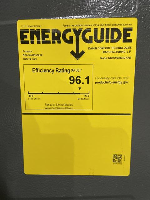 80,000 BTU Low NOx 1-Stg Downflow/Horizontal ECM Multi Speed Gas Furnace 96% 115/60/1 CFM: 1600